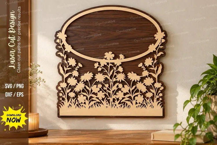 ildflower Frame Laser Cut Wall Art wildflower svg, flower