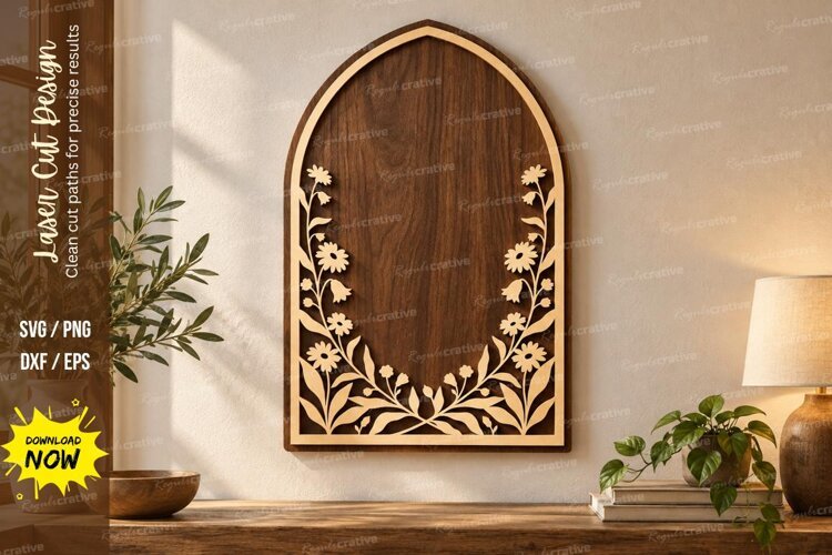 Floral Arch Laser Cut Wall Art SVG floral arch svg example image 1