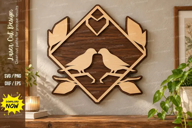 Love Birds Laser Cut Wall Art SVG love birds svg, bird wall