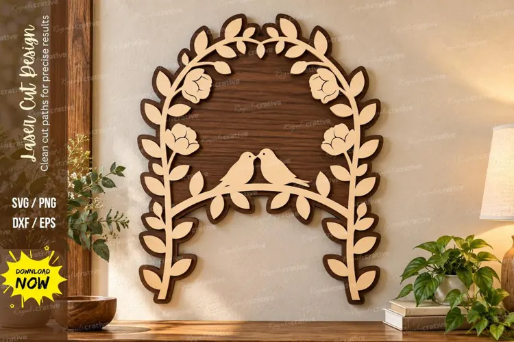 Love Birds Arch Laser Cut Wall Art SVG love birds svg, bird
