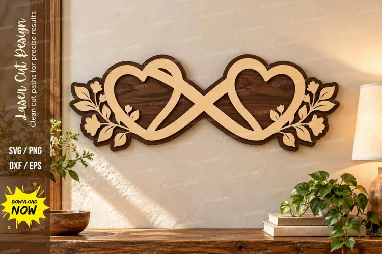 Infinity Hearts Laser Cut Wall Art SVG infinity heart svg