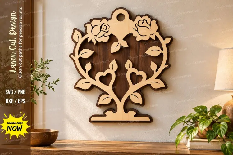Love Birds Floral Laser Cut Wall Art love birds svg, bird