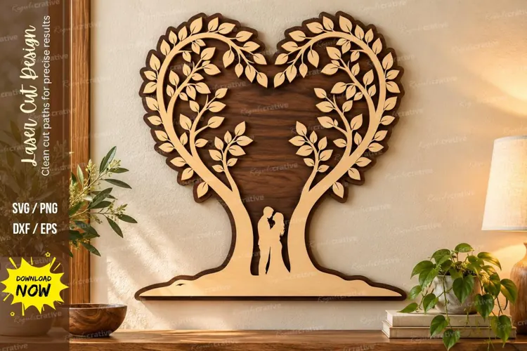 Heart Tree Laser Cut Wall Art SVG heart tree svg, love tree