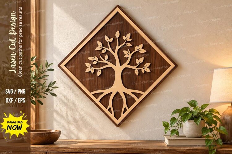 Diamond Tree Laser Cut Wall Art SVG diamond tree svg, tree example image 1
