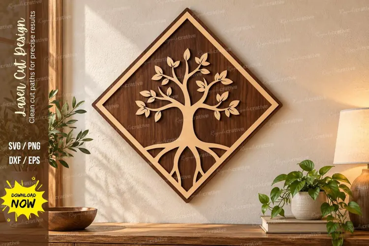 Diamond Tree Laser Cut Wall Art SVG diamond tree svg, tree