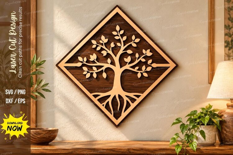 Geometric Tree Laser Cut Wall Art SVG geometric tree, tree example image 1