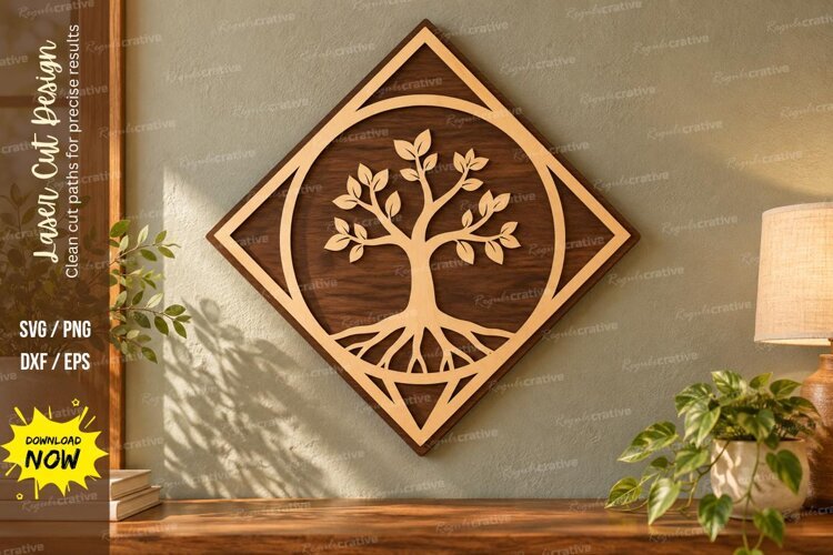 Diamond Tree Laser Cut Wall Art SVG diamond tree svg, tree example image 1