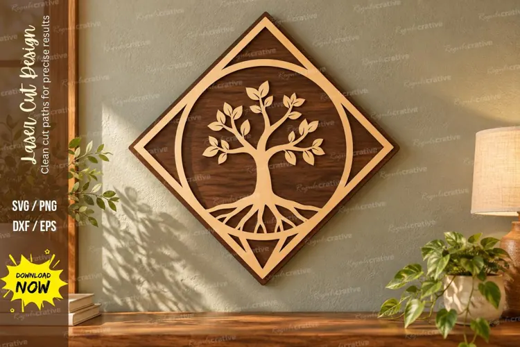 Diamond Tree Laser Cut Wall Art SVG diamond tree svg, tree