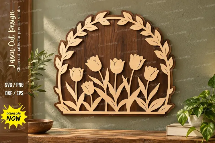 Tulip Arch Laser Cut Wall Art SVG tulip arch svg, tulip wall