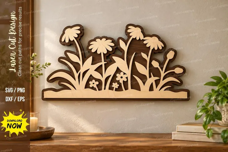 Wildflower Garden Laser Cut Wall Art wildflower svg, flower
