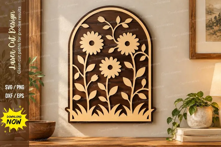 Daisy Arch Laser Cut Wall Art SVG daisy arch svg, daisy wall