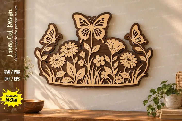 Butterfly Garden Laser Cut Wall Art SVG butterfly garden