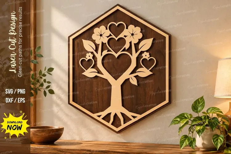 Heart Tree Laser Cut Wall Art SVG heart tree svg, love tree