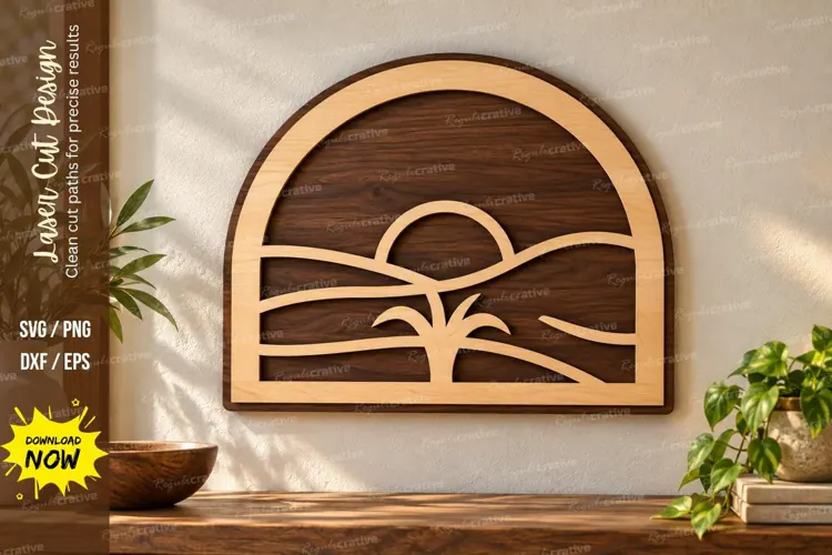 Sunset Landscape Laser Cut Wall Art SVG sunset landscape