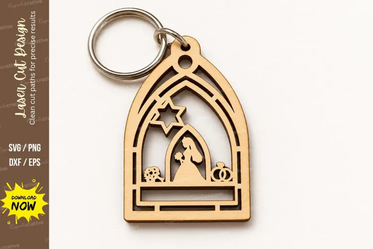 Arch Celestial Star Window Keychain Laser Cut SVG,Decorative