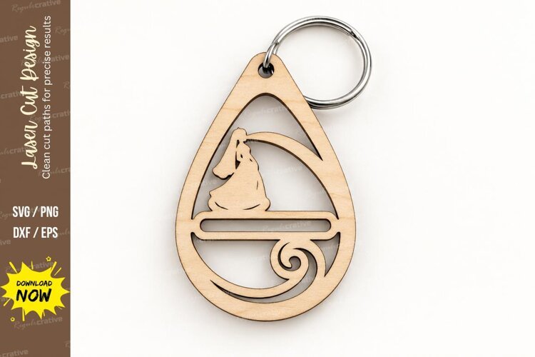Teardrop Sailboat Ocean Wave Keychain Laser Cut SVG, Marine example image 1