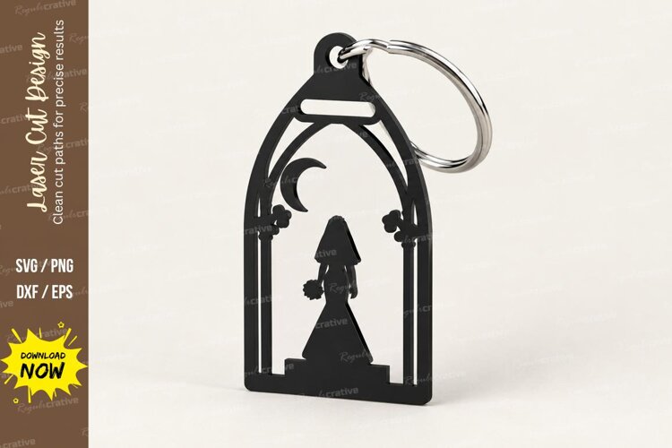 Arch Princess Moon Night Keychain Laser Cut SVG, Celestial example image 1