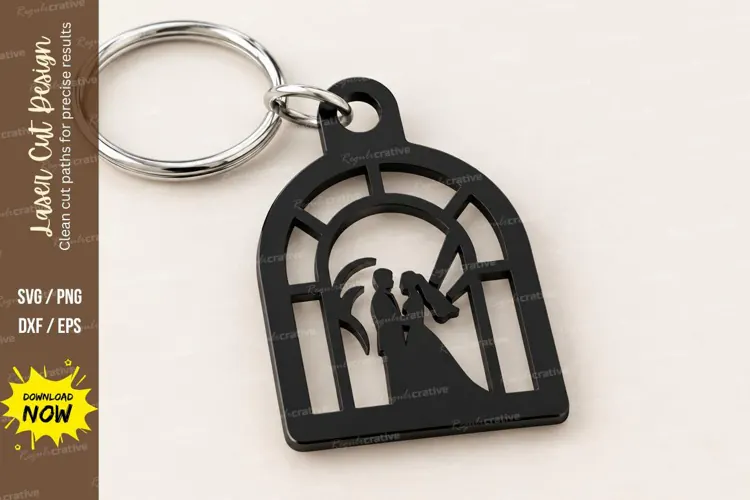 Round Ornamental Mandala Crest Keychain Laser Cut SVG, Filig
