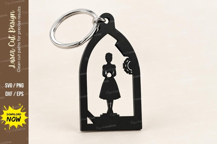 Arch Princess Dress Silhouette Keychain Laser Cut SVG example image 1