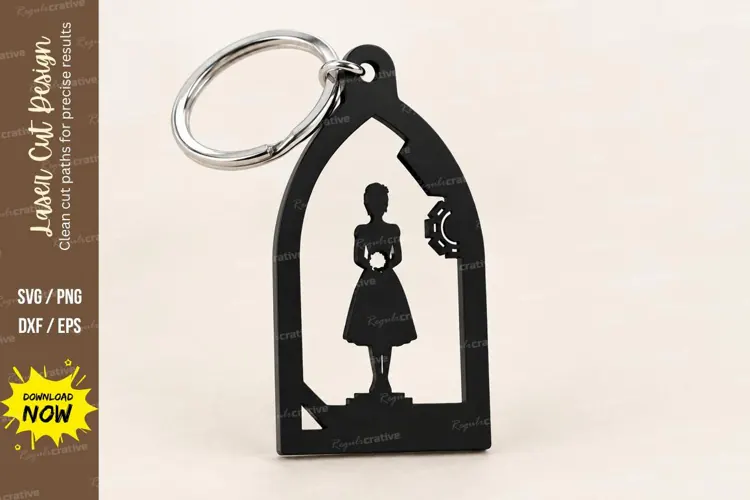 Arch Princess Dress Silhouette Keychain Laser Cut SVG