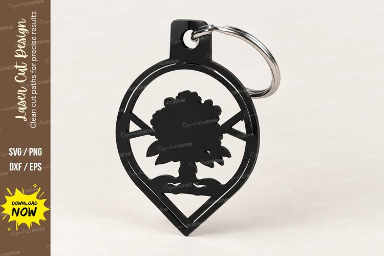 Teardrop Tree Nature Forest Keychain Laser Cut SVG, Botanica example image 1