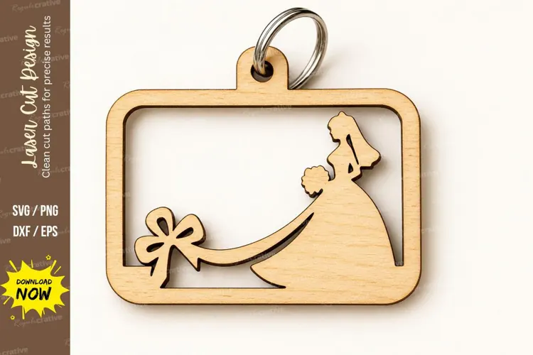 Crescent Moon Princess Gown Keychain Laser Cut SVG, Celestia
