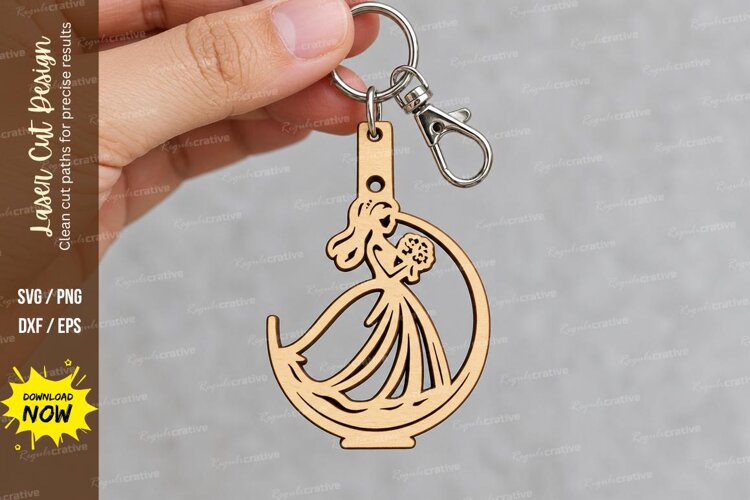 Crescent Moon Princess Gown Keychain Laser Cut SVG, Celestia example image 1