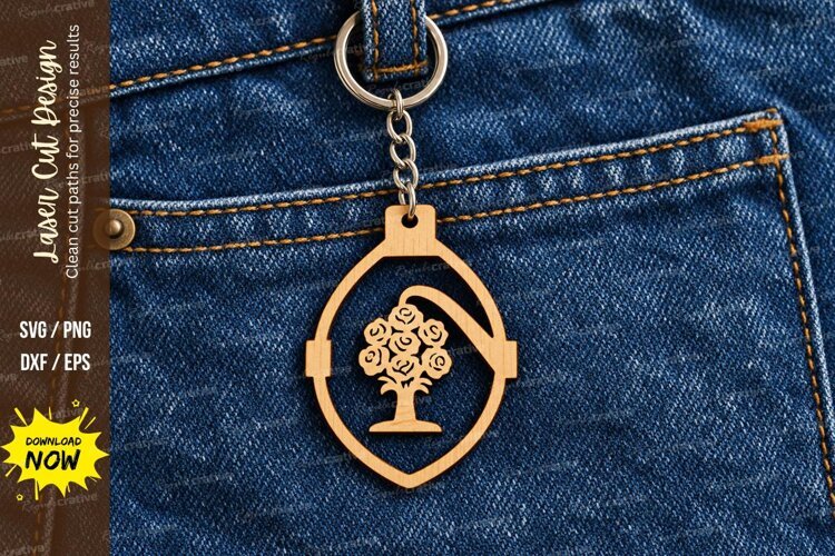 Teardrop Tree Nature Forest Keychain Laser Cut SVG, Botanica example image 1