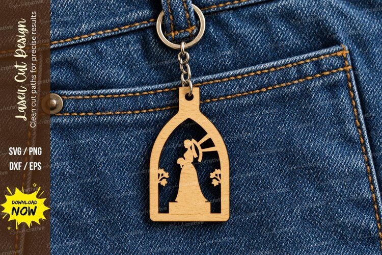 Arch Princess Desert Moon Keychain Laser Cut SVG, Celestial example image 1