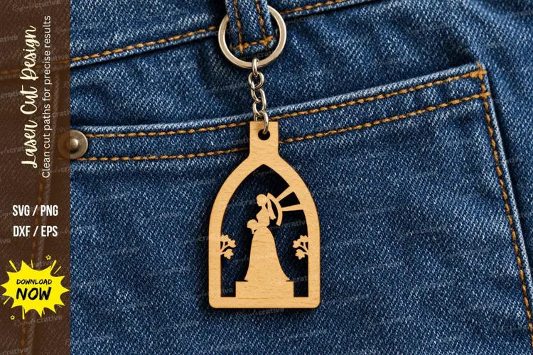 Arch Princess Desert Moon Keychain Laser Cut SVG, Celestial