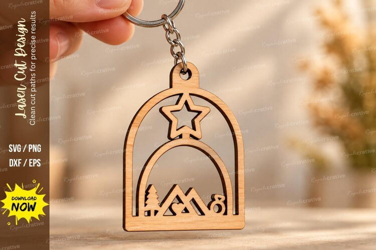 Arch Star Wedding Landscape Keychain Laser Cut SVG example image 1