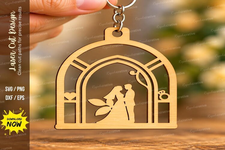 Arch Wedding Couple Floral Archway Keychain Laser Cut SVG example image 1