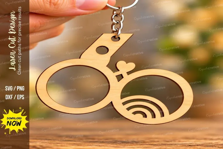 Teardrop Wedding Rings Rainbow Keychain Laser Cut SVG