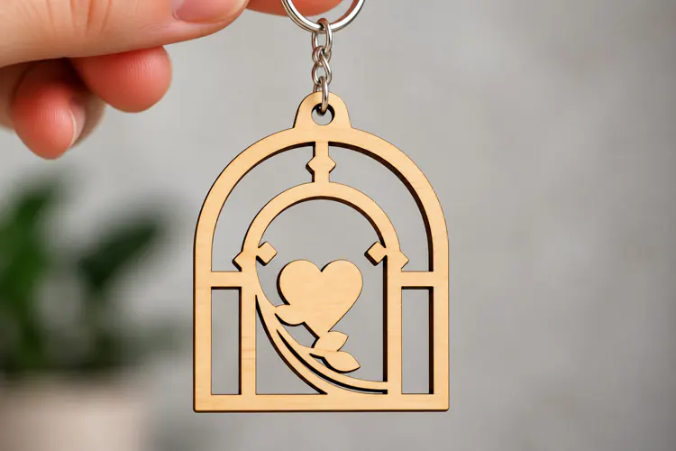 Arch Heart Window Wedding Couple Keychain Laser Cut SVG, Rom