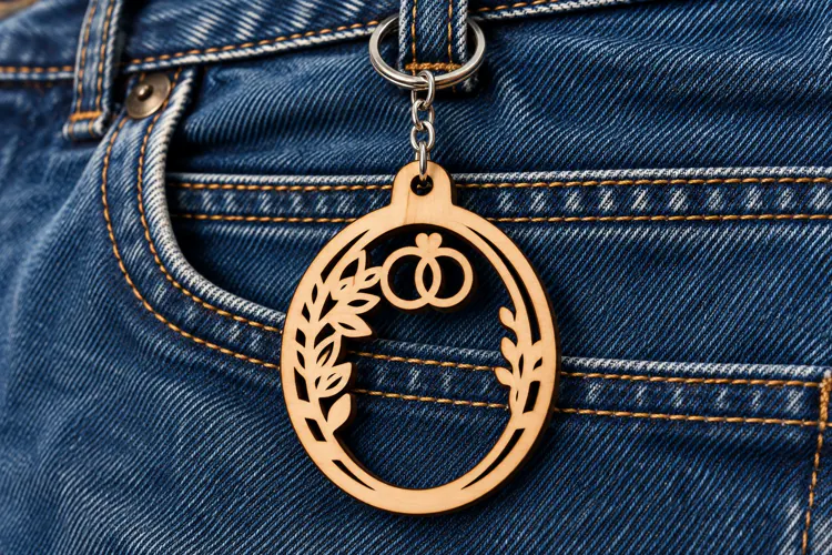 Oval Floral Rings Wedding Keychain Laser Cut SVG, Botanical