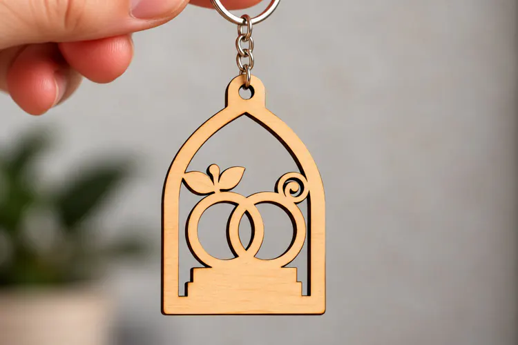 Arch Wedding Rings Window Keychain Laser Cut SVG, Romantic