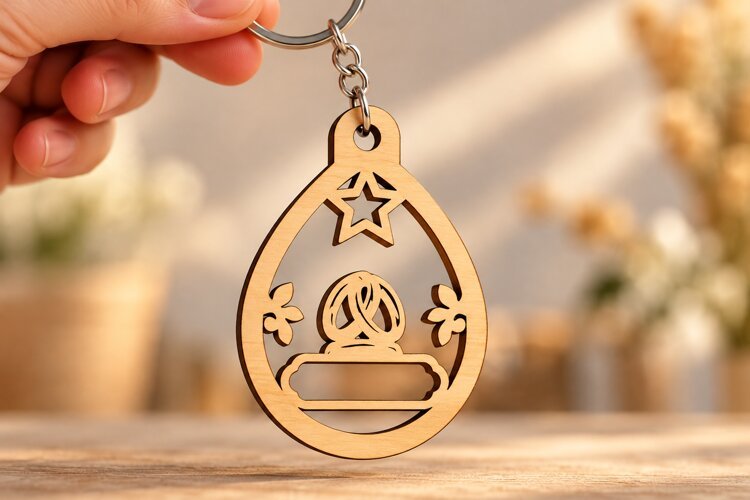 Teardrop Crown Star Celestial Keychain Laser Cut SVG, Royal example image 1
