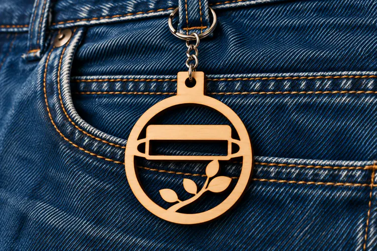 Round Scroll Label Floral Keychain Laser Cut SVG, Circular
