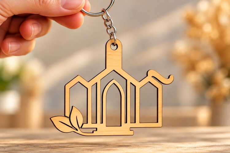 Church Architecture Landscape Keychain Laser Cut SVG, Botani example image 1