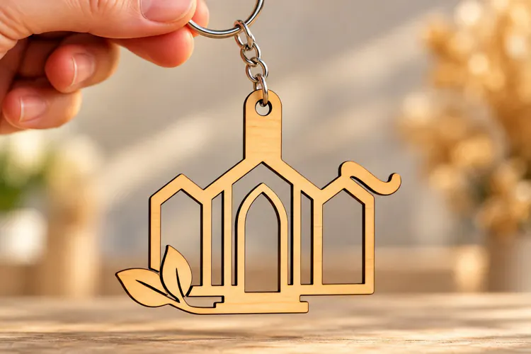 Church Architecture Landscape Keychain Laser Cut SVG, Botani