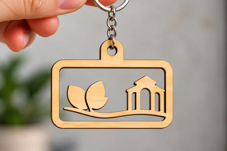 Rectangle Nature Landscape Architecture Keychain Laser Cut