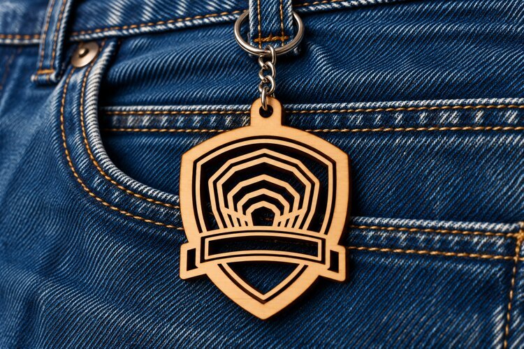 Shield Scroll Banner Architecture Keychain Laser Cut SVG example image 1