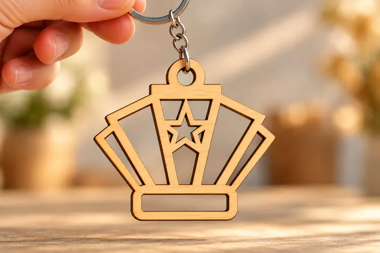Fan Shape Architecture Star Crest Keychain Laser Cut SVG