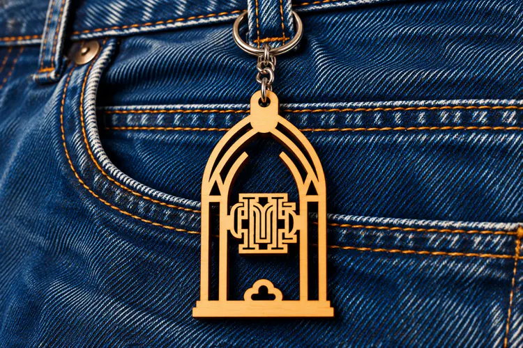 Arch Church Architecture Monogram Keychain Laser Cut SVG