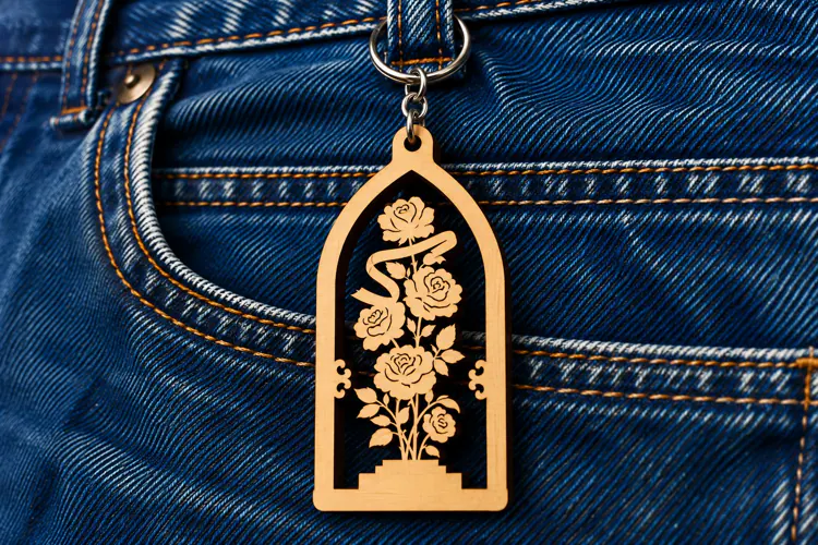Arch Floral Rose Pillar Keychain Laser Cut SVG, Botanical