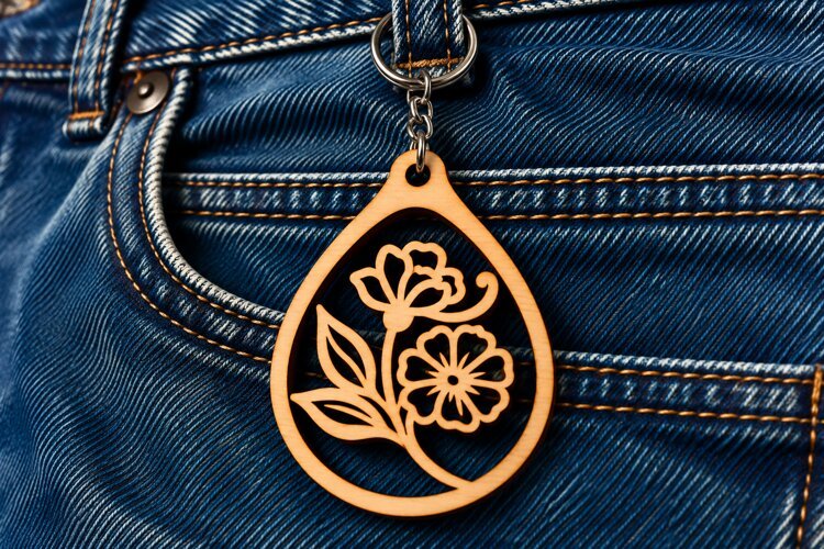 Teardrop Floral Bouquet Nature Keychain Laser Cut SVG example image 1