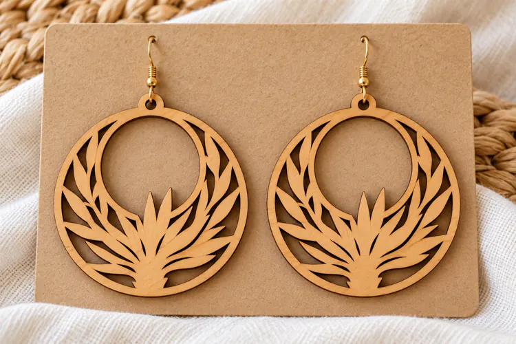 Round Agave Desert Plant Wooden Earrings Laser Cut SVG, Circ