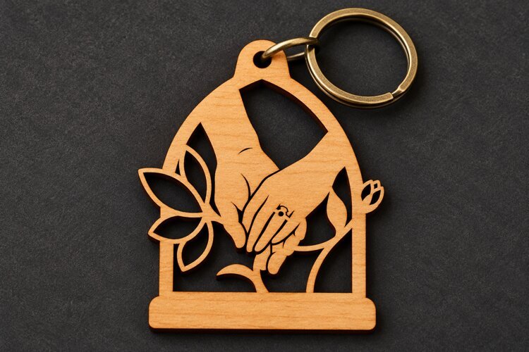 Arch Holding Hands Floral Window Keychain Laser Cut SVG example image 1