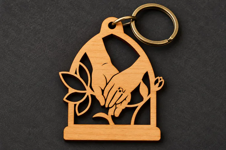 Arch Holding Hands Floral Window Keychain Laser Cut SVG