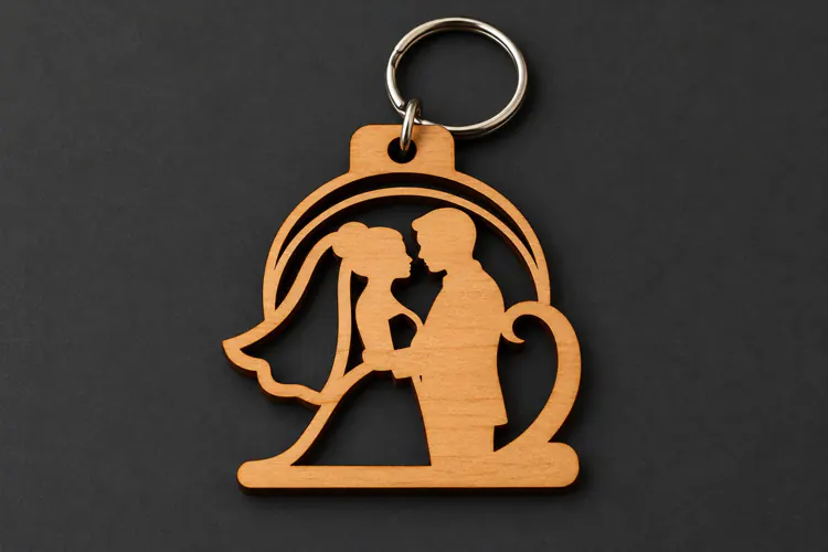 Dome Wedding Couple Silhouette Keychain Laser Cut SVG, Roman